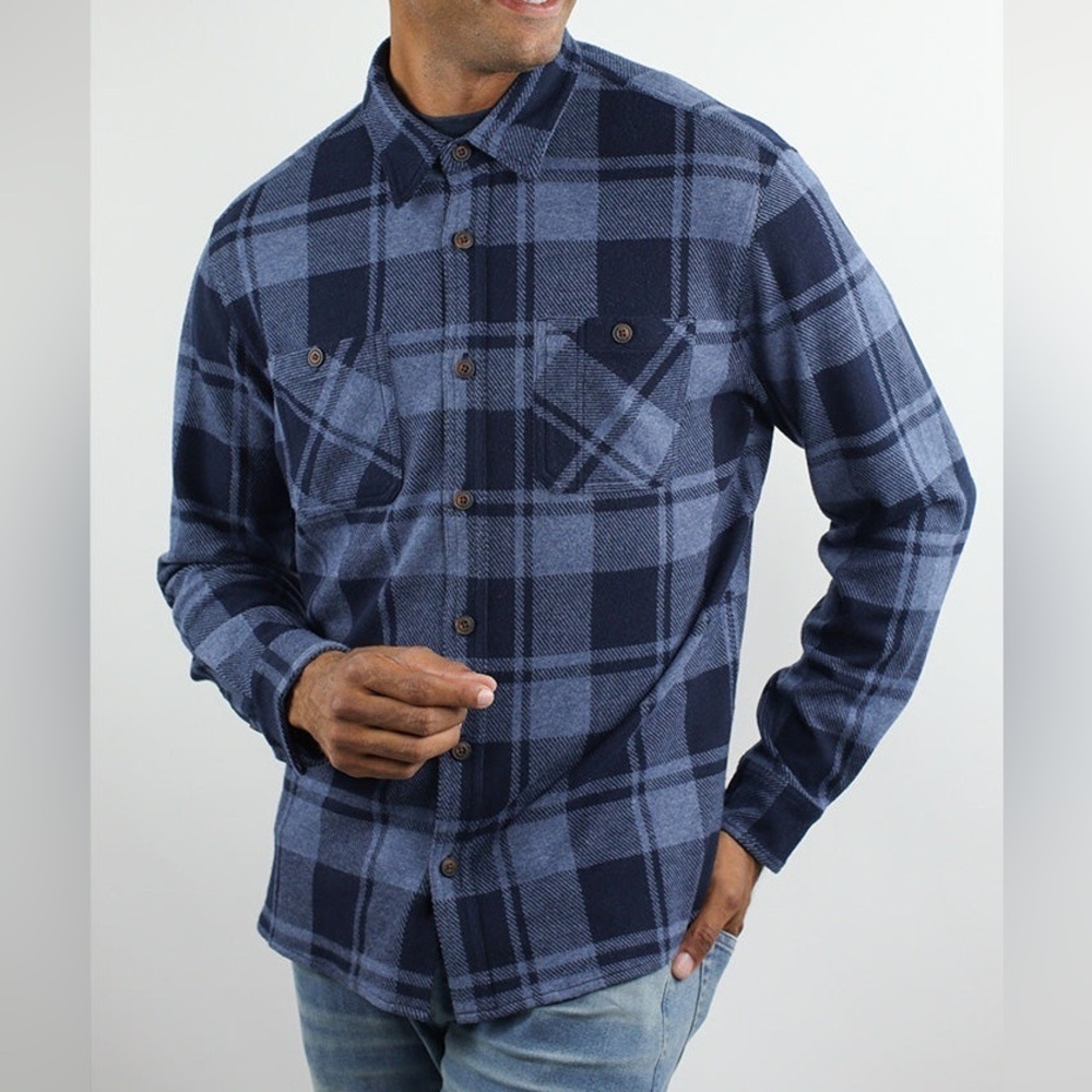 Jachs NY Thick Flannel Plaid Blue Cotton Heavyweight Flannel Outdoor Men’s Med